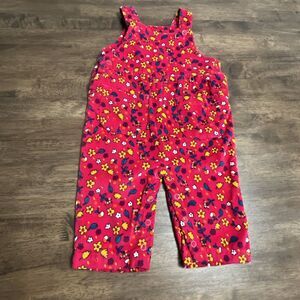Vintage Little North West Blue‎ Overalls Corduroy Floral Flowers Pink 0-6 Months